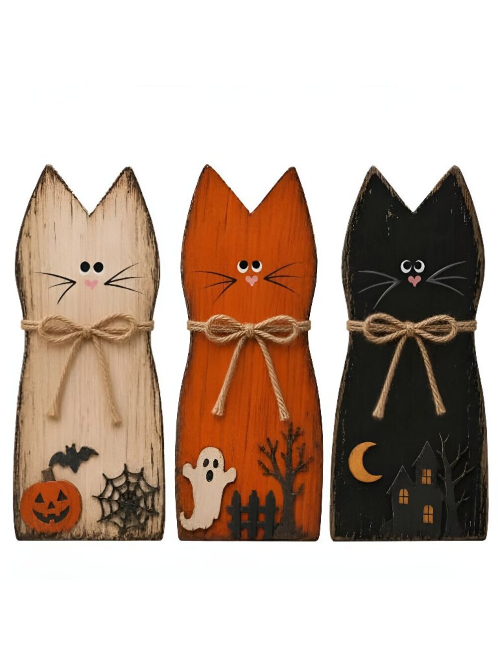 Vintage Halloween Decor Halloween Decorations Indoor Wooden Cats Table Signs
